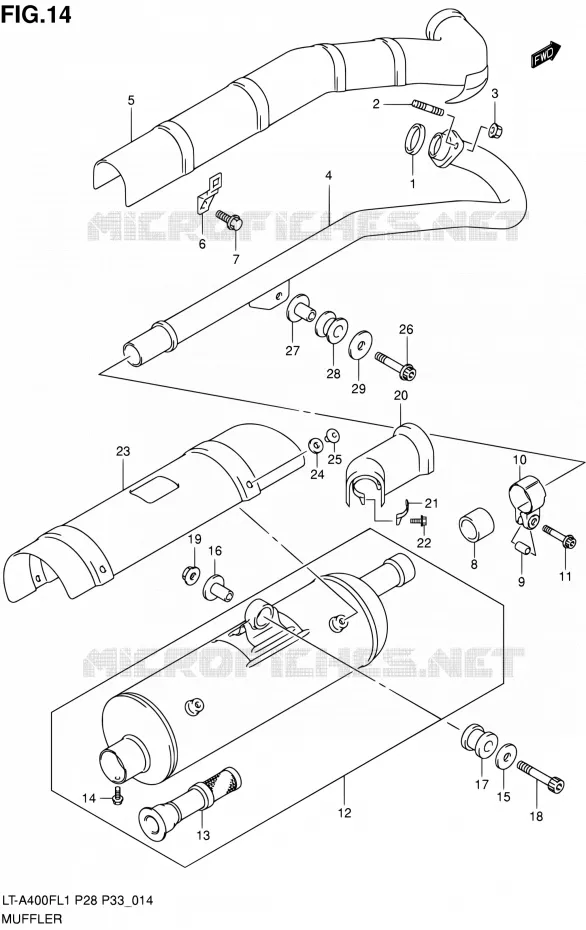 GELUIDDEMPER Suzuki QUAD 400 KINGQUAD 2011  LT-A400F L1/LT-A400FZ L1 (P03,P28,P33)