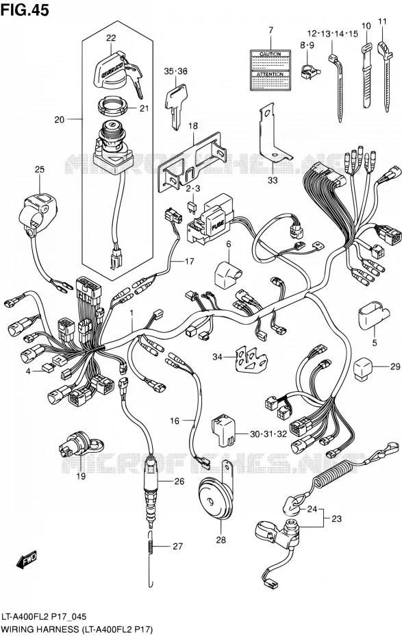 BEDRADING (LT-A400FL2 P17) Suzuki QUAD 400 KINGQUAD 2012  LT-A400F L2/LT-A400FZ L2 (P17,P24)