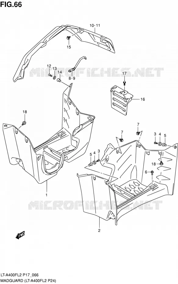 SPATBORD (LT-A400FL2 P24) Suzuki QUAD 400 KINGQUAD 2012  LT-A400F L2/LT-A400FZ L2 (P17,P24)