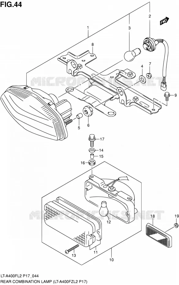 TAIL LIGHT ASSY (LT-A400FZL2 P17) Suzuki QUAD 400 KINGQUAD 2012  LT-A400F L2/LT-A400FZ L2 (P17,P24)
