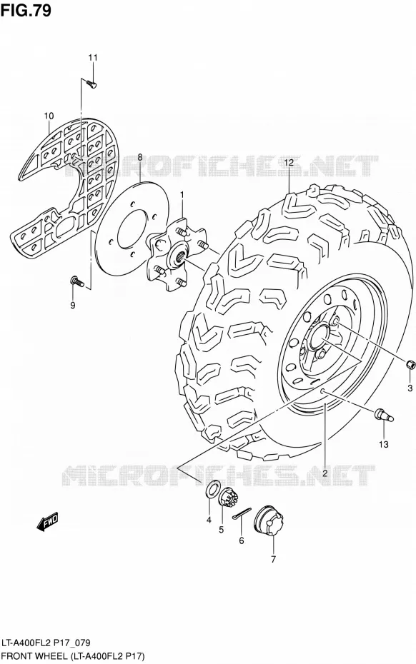 VOORWIEL (LT-A400FL2 P17) Suzuki QUAD 400 KINGQUAD 2012  LT-A400F L2/LT-A400FZ L2 (P17,P24)