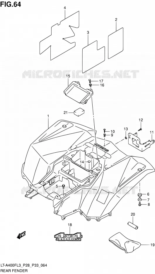 ACHTERSPATBORD (LT-A400FZL3 P28) Suzuki QUAD 400 KINGQUAD 2013  LT-A400F L3/LT-A400FZ L3 (P03,P28,P33)
