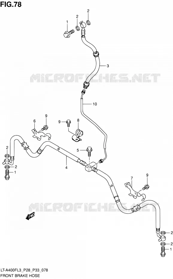FRONT REMSLANG Suzuki QUAD 400 KINGQUAD 2013  LT-A400F L3/LT-A400FZ L3 (P03,P28,P33)