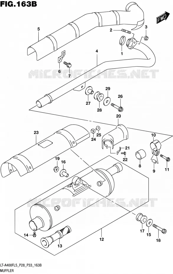 GELUIDDEMPER (LT-A400FL5 P33) Suzuki QUAD 400 KINGQUAD 2015  LT-A400F L5/LT-A400FZ L5 (P03,P28,P33)