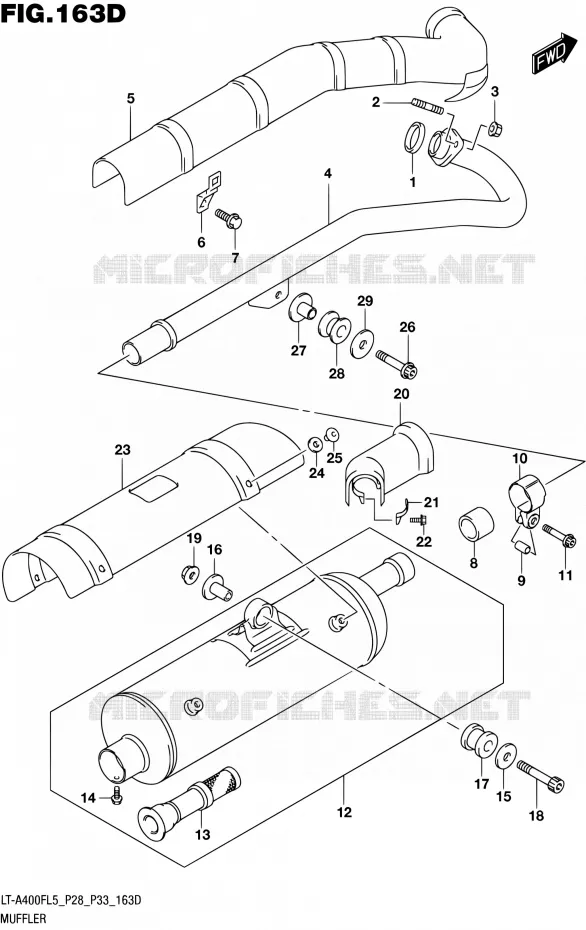 GELUIDDEMPER (LT-A400FZL5 P33) Suzuki QUAD 400 KINGQUAD 2015  LT-A400F L5/LT-A400FZ L5 (P03,P28,P33)