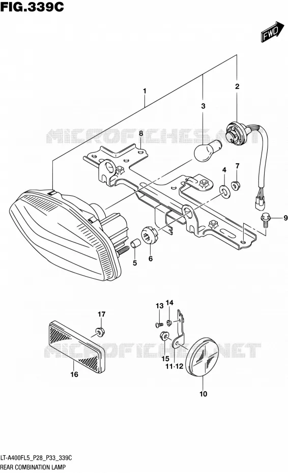 TAIL LIGHT ASSY (LT-A400FZL5 P28) Suzuki QUAD 400 KINGQUAD 2015  LT-A400F L5/LT-A400FZ L5 (P03,P28,P33)