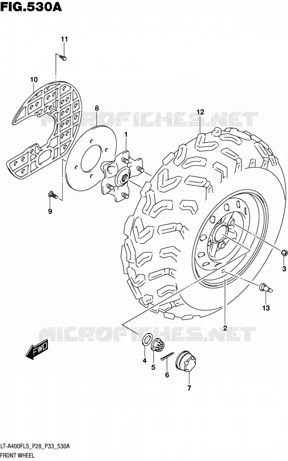 VOORWIEL (LT-A400FL5 P28) Suzuki QUAD 400 KINGQUAD 2015  LT-A400F L5/LT-A400FZ L5 (P03,P28,P33)
