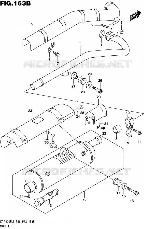 GELUIDDEMPER (LT-A400FL6 P33) Suzuki QUAD 400 KINGQUAD 2016  LT-A400F L6/LT-A400FZ L6 (P03,P28,P33)