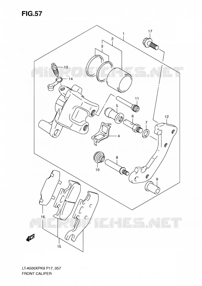 FRONT CALIPER Suzuki QUAD 500 KINGQUAD 2010  LT-A500XP L0 (P17,P24)