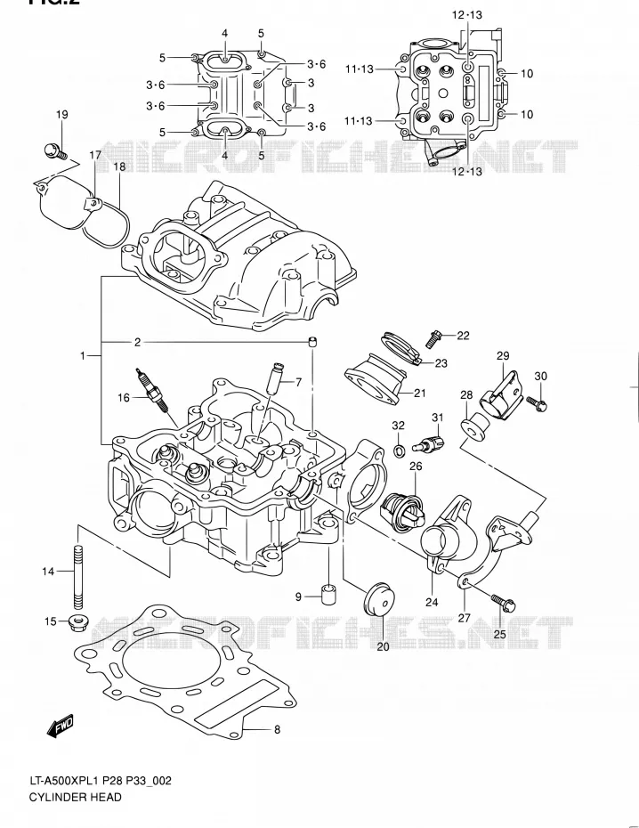 CILINDERKOP Suzuki QUAD 500 KINGQUAD 2011  LT-A500XP L1/LT-A500XPZ L1 (P03,P28,P33)