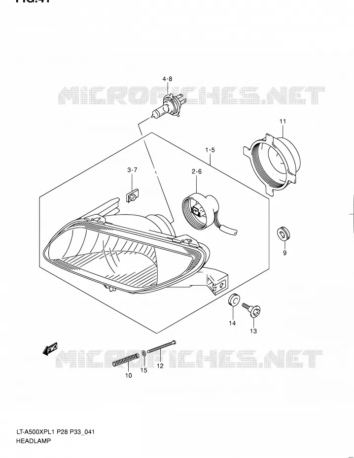 KOPLAMP (LT-A500XPZL1 P33) Suzuki QUAD 500 KINGQUAD 2011  LT-A500XP L1/LT-A500XPZ L1 (P03,P28,P33)