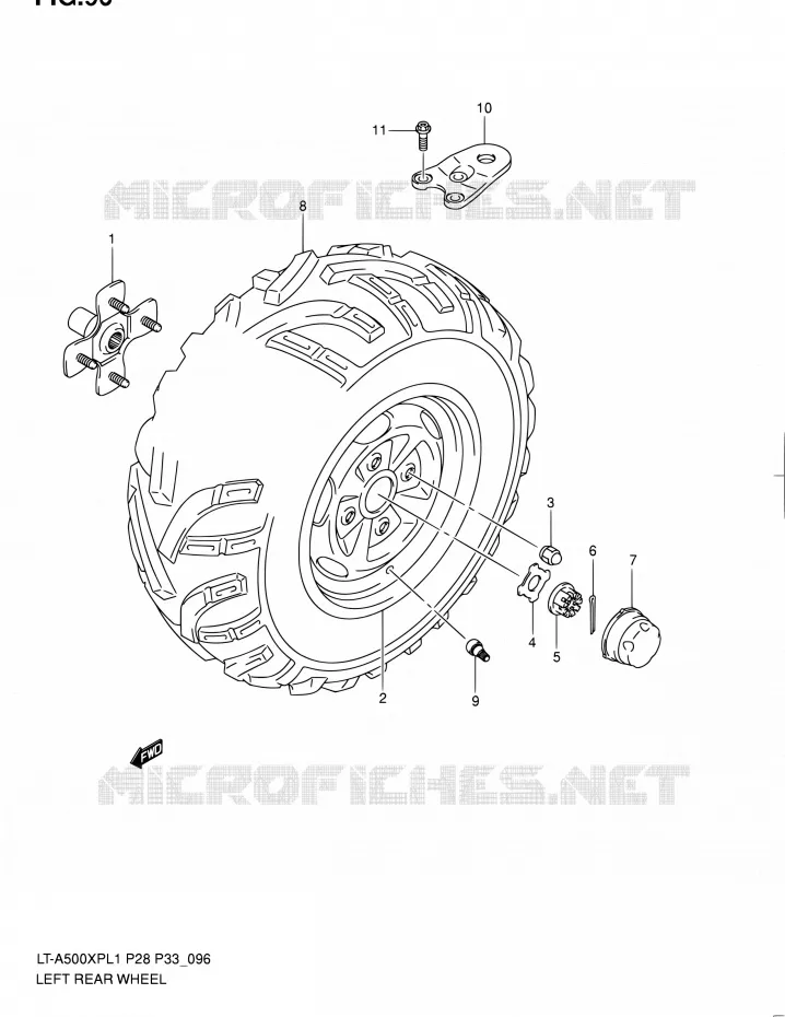LINKERHAND ACHTERWIEL Suzuki QUAD 500 KINGQUAD 2011  LT-A500XP L1/LT-A500XPZ L1 (P03,P28,P33)