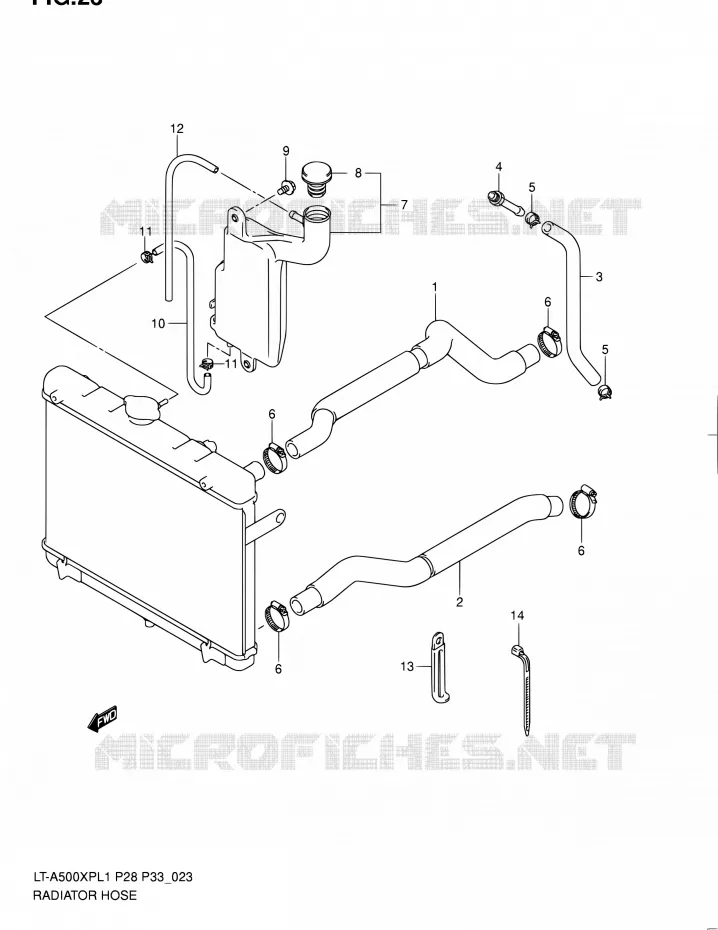RADIATOR SLANG Suzuki QUAD 500 KINGQUAD 2011  LT-A500XP L1/LT-A500XPZ L1 (P03,P28,P33)