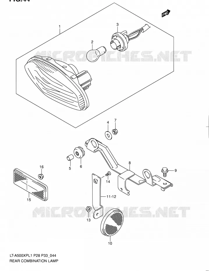 TAIL LIGHT ASSY (LT-A500XPZL1 P28) Suzuki QUAD 500 KINGQUAD 2011  LT-A500XP L1/LT-A500XPZ L1 (P03,P28,P33)