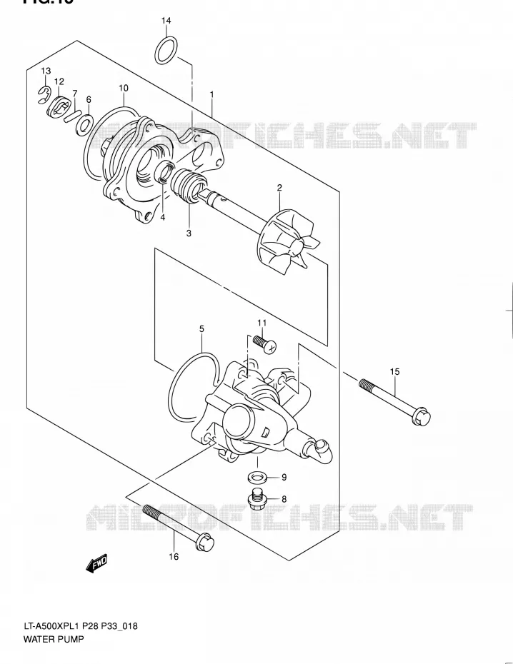 WATERPOMP Suzuki QUAD 500 KINGQUAD 2011  LT-A500XP L1/LT-A500XPZ L1 (P03,P28,P33)