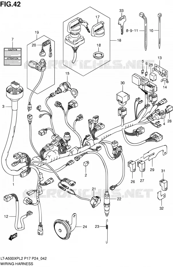 BEDRADING (LT-A500XPZL2 P17) Suzuki QUAD 500 KINGQUAD 2012  LT-A500XP L2/LT-A500XPZ L2 (P17,P24)