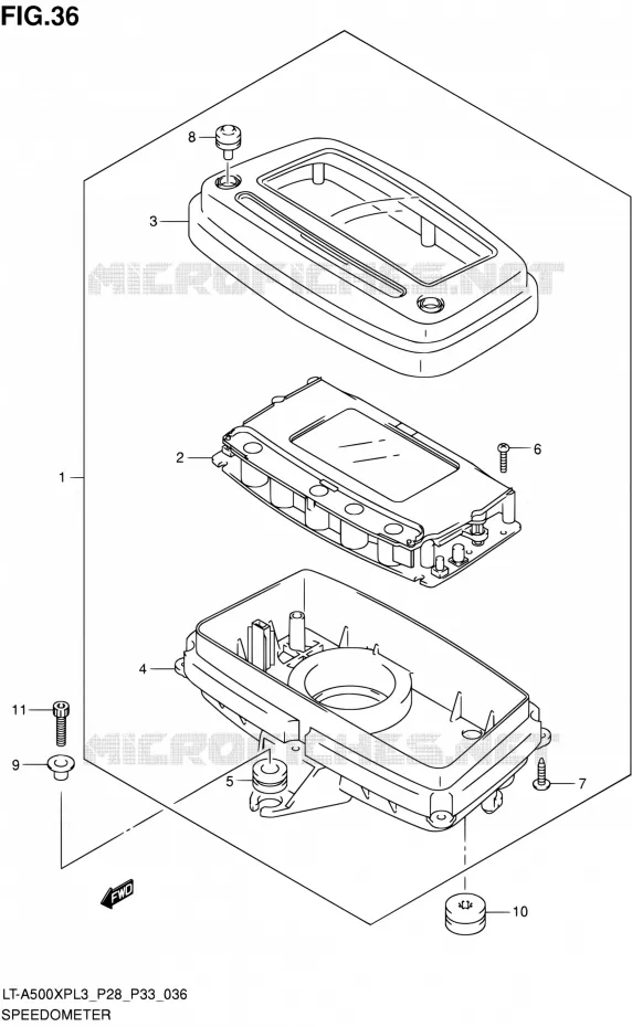 SNELHEIDSMETER (LT-A500XPZL3 P28) Suzuki QUAD 500 KINGQUAD 2013  LT-A500XP L3/LT-A500XPZ L3 (P03,P28,P33)
