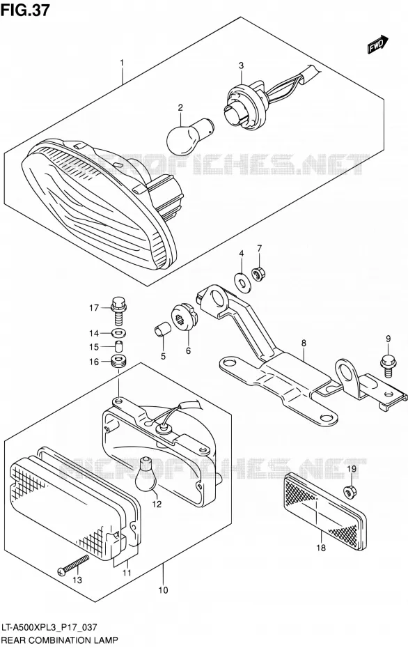 TAIL LIGHT ASSY (LT-A500XPL3 P17) Suzuki QUAD 500 KINGQUAD 2013  LT-A500XP L3/LT-A500XPZ L3 (P17,P24)