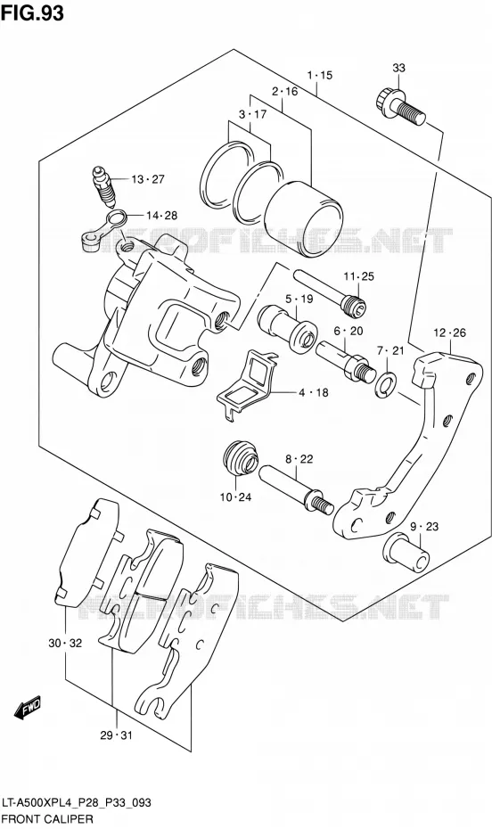 FRONT CALIPER Suzuki QUAD 500 KINGQUAD 1992  LT-A500XP L4/LT-A500XPZ L4 (P03,P28,P33)