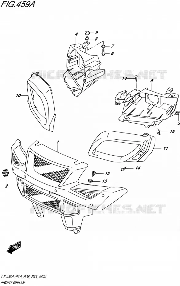 VOORBUMPER - KOPLAMPHUIS (LT-A500XPL5 P28) Suzuki QUAD 500 KINGQUAD 1992  LT-A500XP L5/LT-A500XPZ L5 (P03,P28,P33)