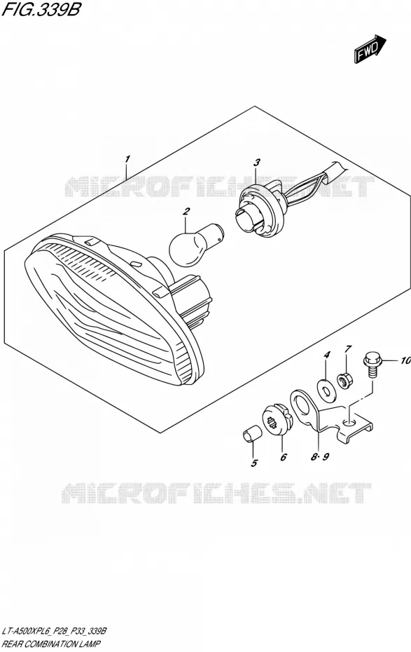 TAIL LIGHT ASSY (LT-A500XPL6 P33) Suzuki QUAD 500 KINGQUAD 2016  LT-A500XP L6/LT-A500XPZ L6 (P28,P33)