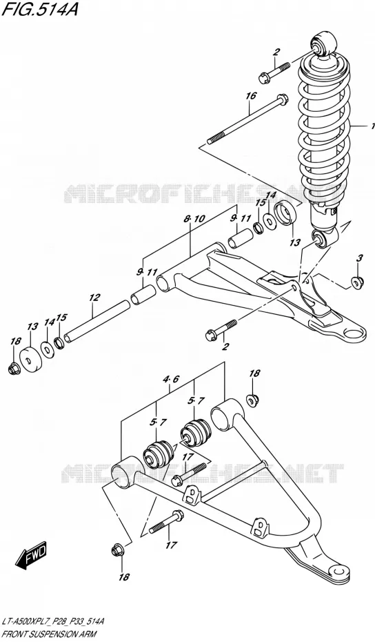 VOORWIELOPHANGING ARM Suzuki QUAD 500 KINGQUAD 2017  LT-A500XP L7/LT-A500XPZ L7 (P28,P33)