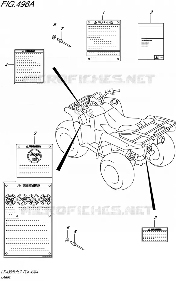 ETIKET Suzuki QUAD 500 KINGQUAD 2017  LT-A500XP L7 (P24)
