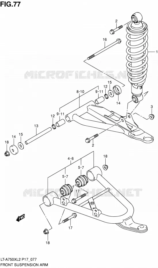 VOORWIELOPHANGING ARM Suzuki QUAD 750 KINGQUAD 2012  LT-A750X L2/LT-A750XZ L2 (P17,P24)