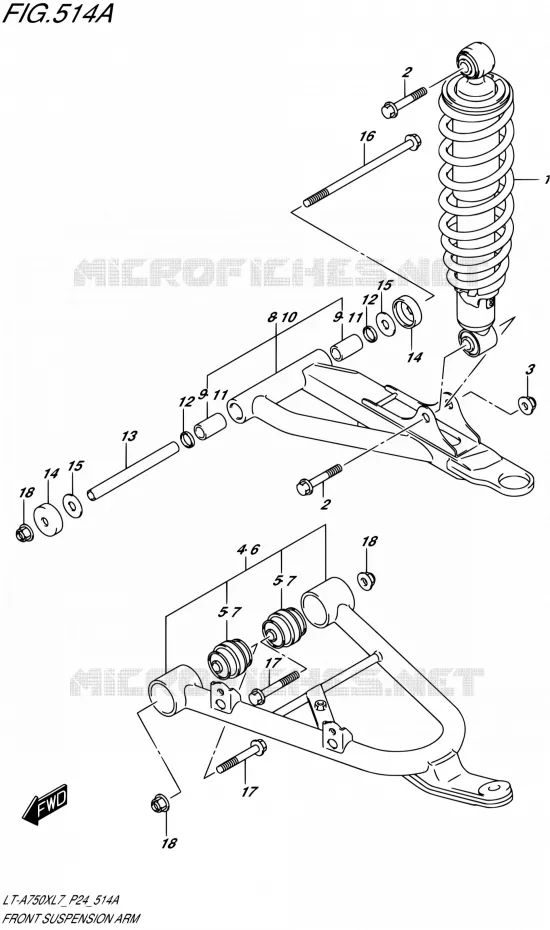 VOORWIELOPHANGING ARM Suzuki QUAD 750 KINGQUAD 2017  LT-A750X L7 (P24)