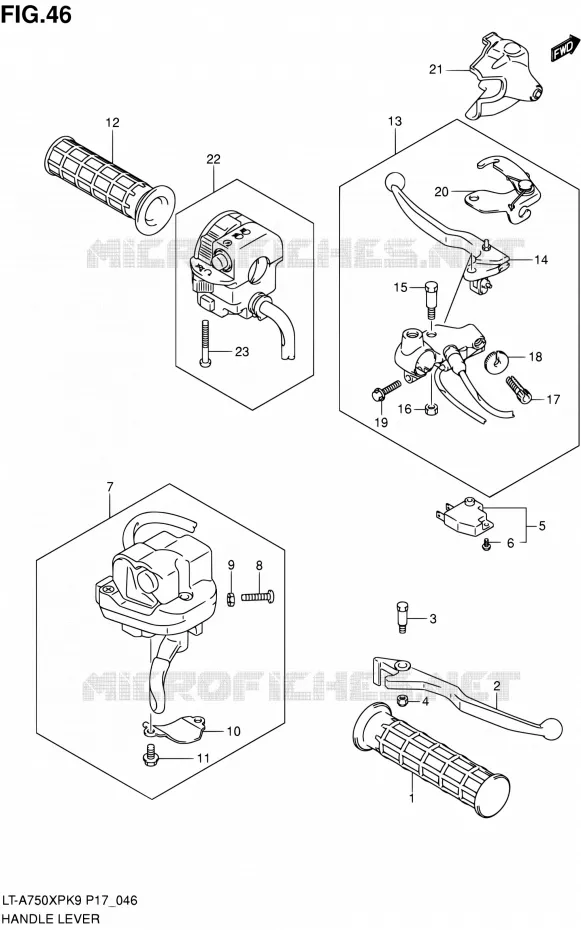 HANDGRIPS - LEVERS Suzuki QUAD 750 KINGQUAD 2010  LT-A750XP L0 (P17,P24)