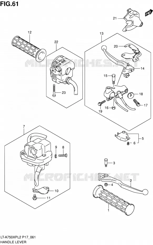 HANDGRIPS - LEVERS Suzuki QUAD 750 KINGQUAD 2012  LT-A750XP L2/LT-A750XPZ L2 (P17,P24)