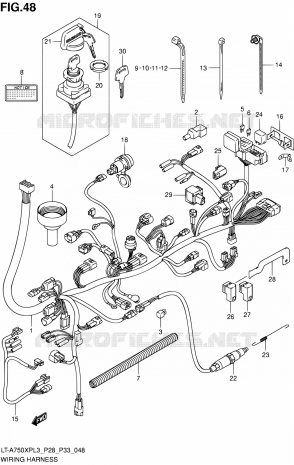 BEDRADING (LT-A750XPL3 P33) Suzuki QUAD 750 KINGQUAD 2013  LT-A750XP L3/LT-A750XPZ L3 (P03,P28,P33)