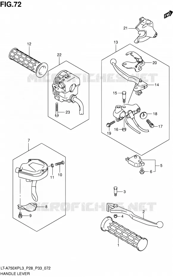 HANDGRIPS - LEVERS Suzuki QUAD 750 KINGQUAD 2013  LT-A750XP L3/LT-A750XPZ L3 (P03,P28,P33)