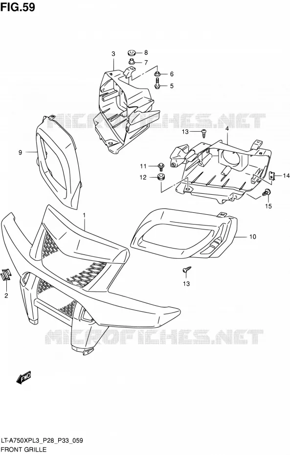 VOORBUMPER - KOPLAMPHUIS (LT-A750XPL3 P28) Suzuki QUAD 750 KINGQUAD 2013  LT-A750XP L3/LT-A750XPZ L3 (P03,P28,P33)