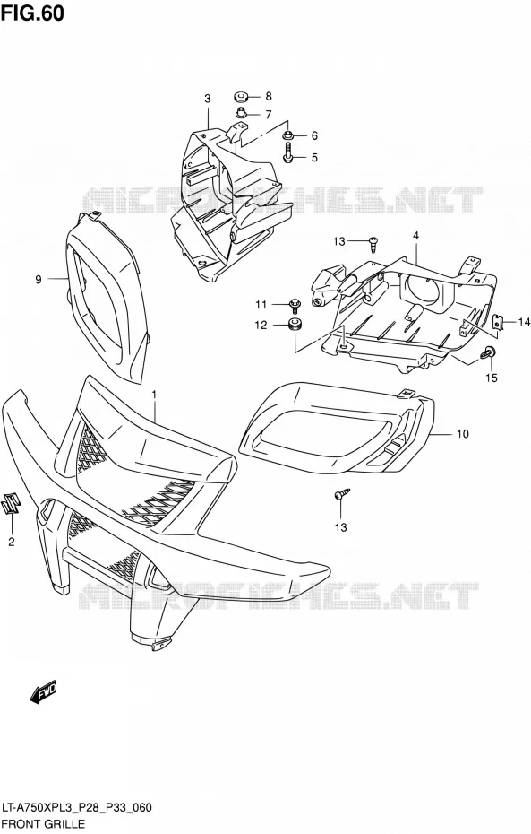 VOORBUMPER - KOPLAMPHUIS (LT-A750XPL3 P33) Suzuki QUAD 750 KINGQUAD 2013  LT-A750XP L3/LT-A750XPZ L3 (P03,P28,P33)