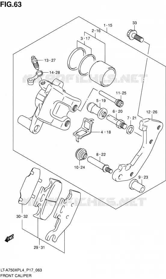 FRONT CALIPER Suzuki QUAD 750 KINGQUAD 2014  LT-A750XP L4/LT-A750XPZ L4 (P17)