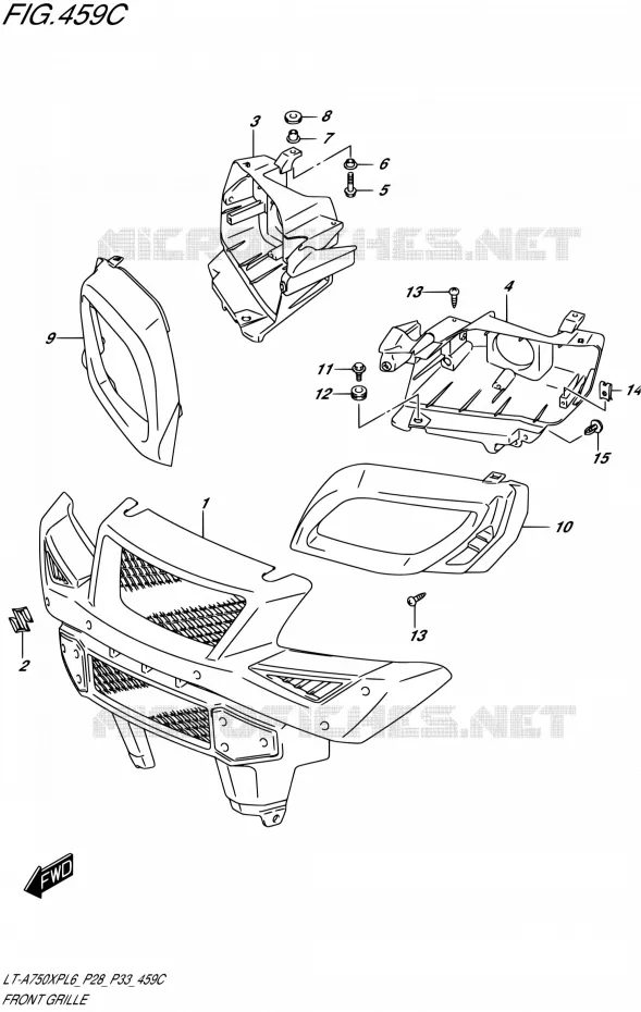 VOORBUMPER - KOPLAMPHUIS (LT-A750XPL6 P33) Suzuki QUAD 750 KINGQUAD 2016  LT-A750XP L6/LT-A750XPZ L6 (P28,P33)