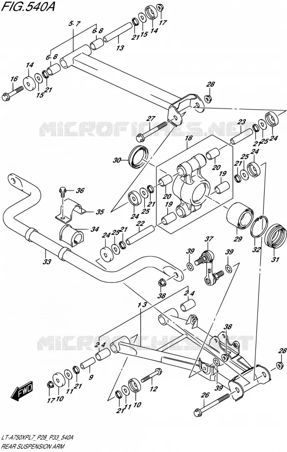 ACHTERWIELOPHANGING ARM Suzuki QUAD 750 KINGQUAD 2017  LT-A750XP L7/LT-A750XPB L7 (P28,P33)