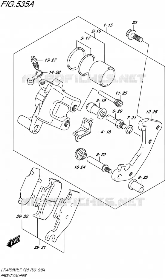 FRONT CALIPER Suzuki QUAD 750 KINGQUAD 2017  LT-A750XP L7/LT-A750XPB L7 (P28,P33)
