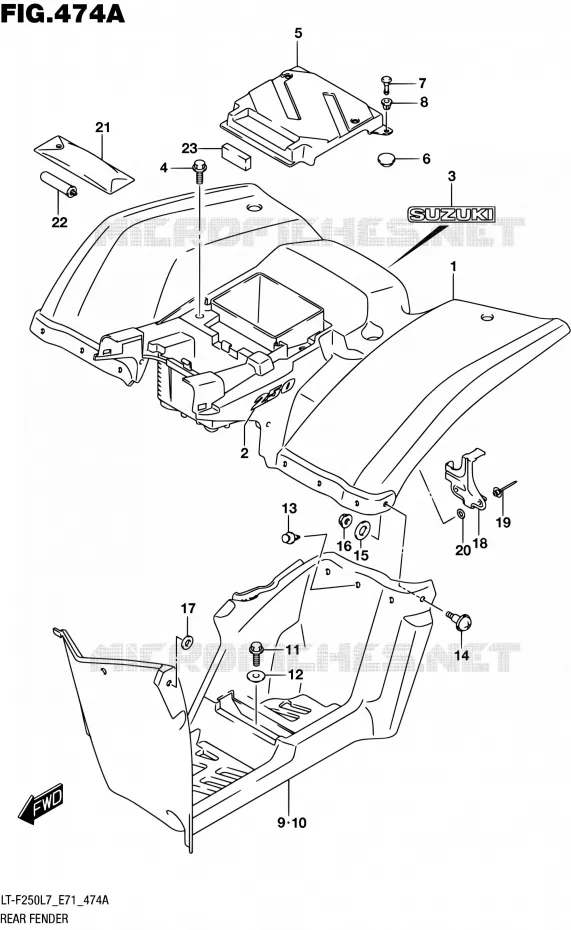 ACHTERSPATBORD Suzuki QUAD 250 OZARK 2017  LT-F250 L7 (E71)