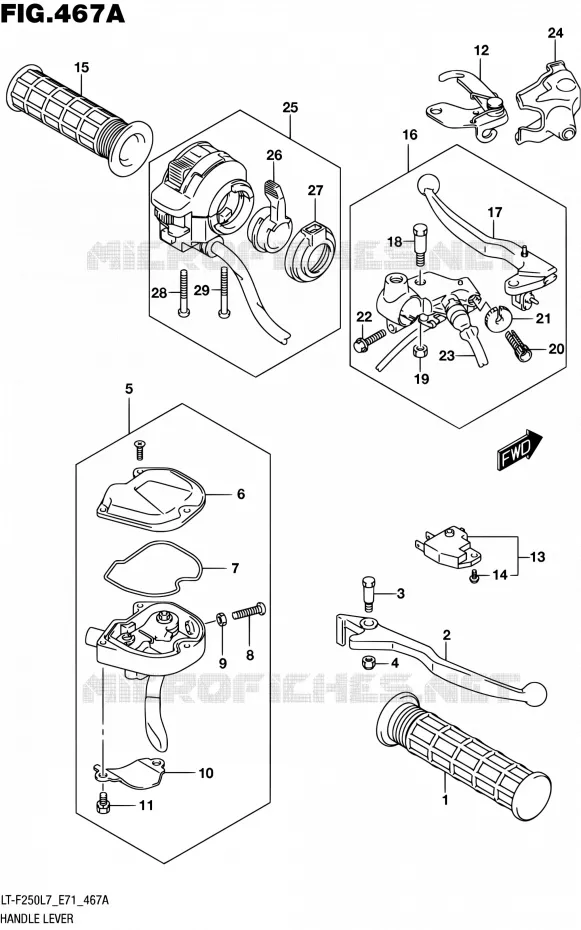 HANDGRIPS - LEVERS Suzuki QUAD 250 OZARK 2017  LT-F250 L7 (E71)