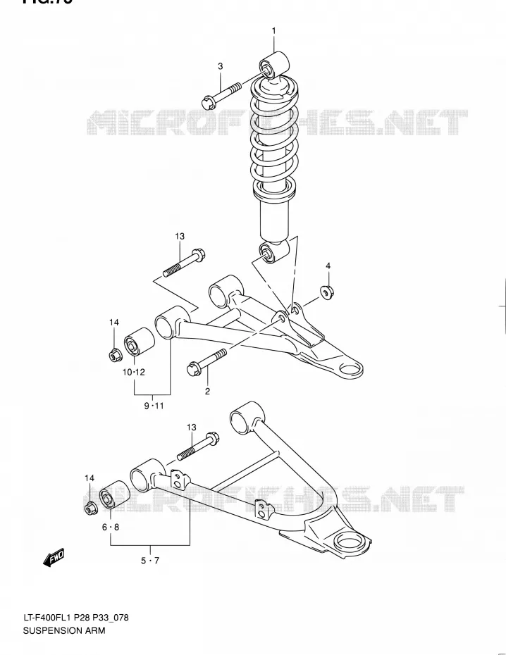 SCHOKDEMPER - VORKBEEN Suzuki QUAD 400 KINGQUAD 2011  LT-F400F L1/LT-F400FZ L1 (P03,P28,P33)