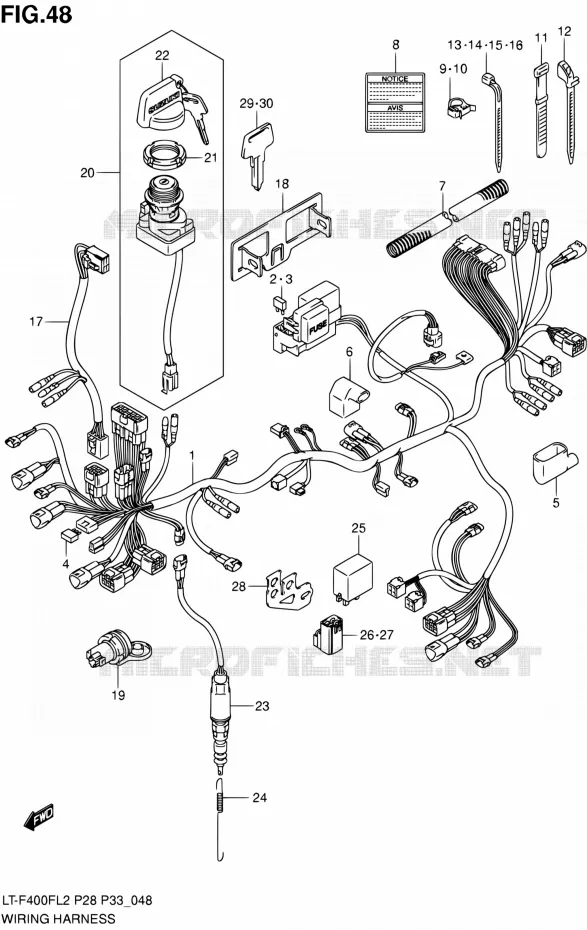 BEDRADING (LT-F400FZL2 P28) Suzuki QUAD 400 KINGQUAD 2012  LT-F400F L2/LT-F400FZ L2 (P03,P28,P33)