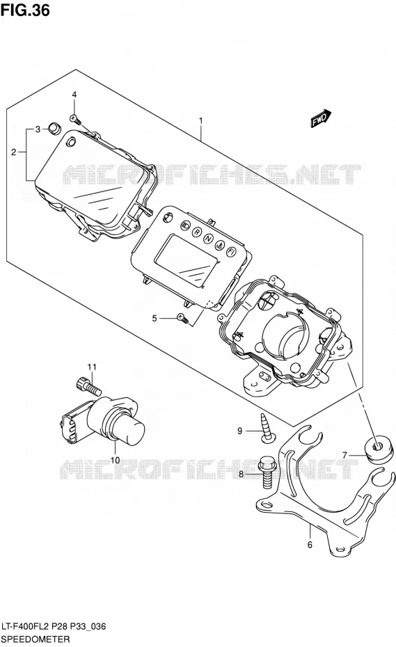 SNELHEIDSMETER (LT-F400FZL2 P28) Suzuki QUAD 400 KINGQUAD 2012  LT-F400F L2/LT-F400FZ L2 (P03,P28,P33)