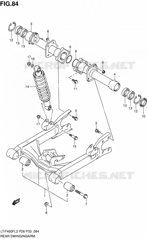 SWINGARM Suzuki QUAD 400 KINGQUAD 2012  LT-F400F L2/LT-F400FZ L2 (P03,P28,P33)