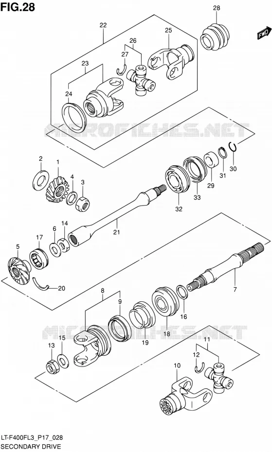 AANDRIJFAS (LT-F400FZL3 P17) Suzuki QUAD 400 KINGQUAD 2013  LT-F400F L3/LT-F400FZ L3 (P17,P24)
