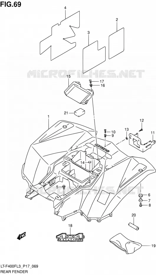 ACHTERSPATBORD (LT-F400FZL3 P17) Suzuki QUAD 400 KINGQUAD 2013  LT-F400F L3/LT-F400FZ L3 (P17,P24)