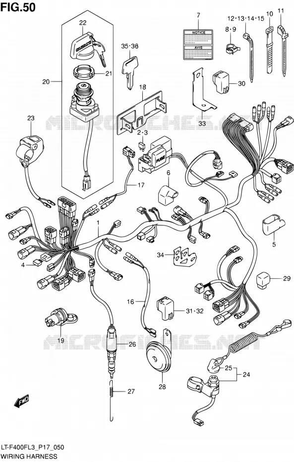 BEDRADING (LT-F400FZL3 P17) Suzuki QUAD 400 KINGQUAD 2013  LT-F400F L3/LT-F400FZ L3 (P17,P24)