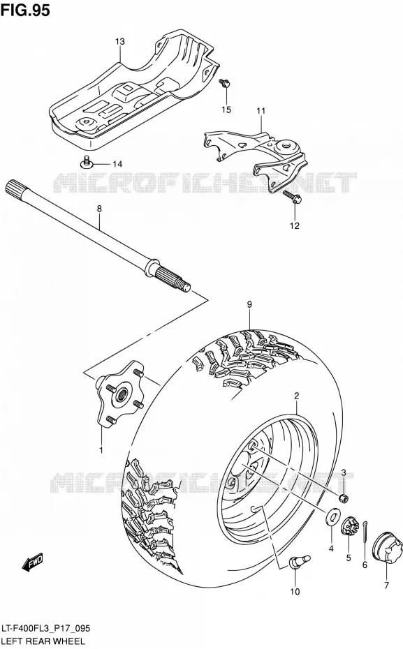 LINKERHAND ACHTERWIEL (LT-F400FL3 P17) Suzuki QUAD 400 KINGQUAD 2013  LT-F400F L3/LT-F400FZ L3 (P17,P24)