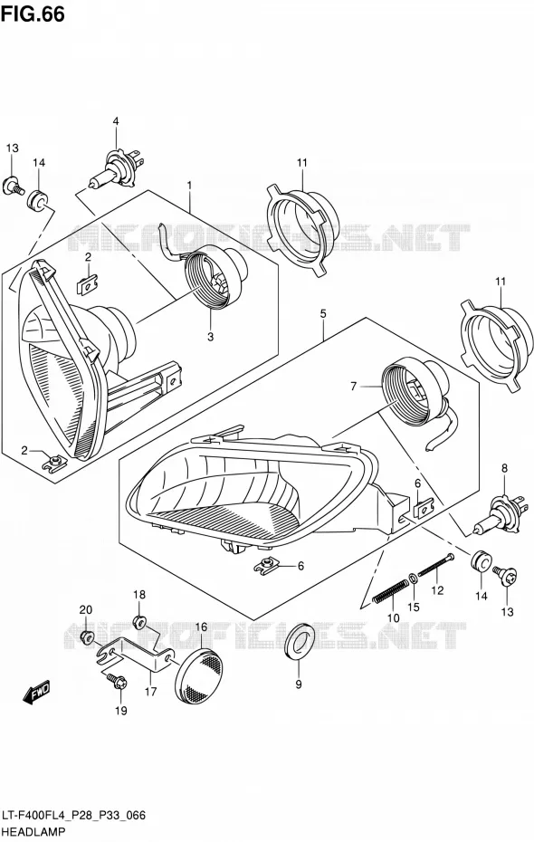 KOPLAMP (LT-F400FZL4 P28) Suzuki QUAD 400 KINGQUAD 2014  LT-F400F L4/LT-F400FZ L4 (P03,P28,P33)